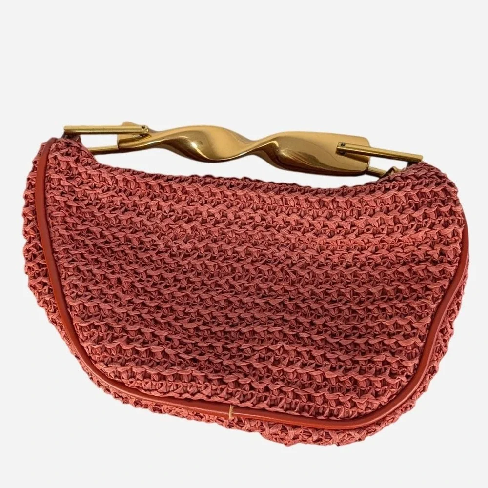 Zara Orange Crochet Bag Gold Wave Handle